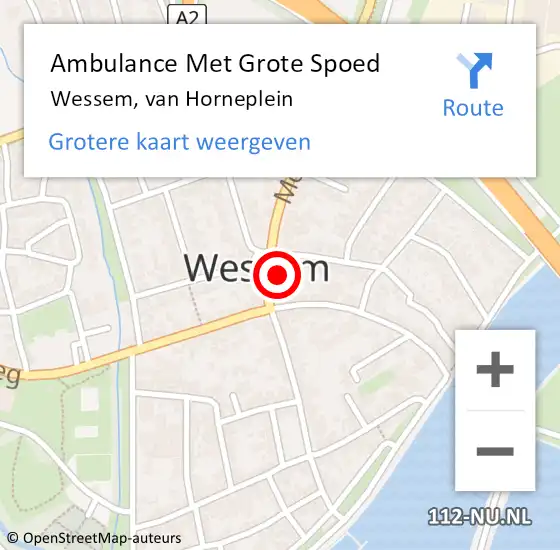 Locatie op kaart van de 112 melding: Ambulance Met Grote Spoed Naar Wessem, van Horneplein op 27 september 2014 18:17