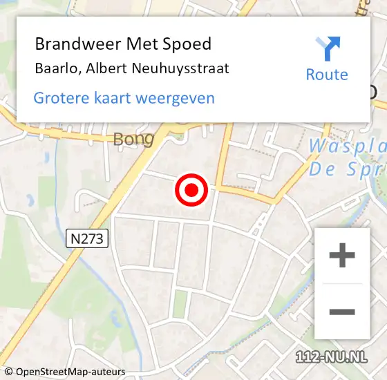 Locatie op kaart van de 112 melding: Brandweer Met Spoed Naar Baarlo, Albert Neuhuysstraat op 2 maart 2024 11:12