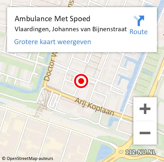 Locatie op kaart van de 112 melding: Ambulance Met Spoed Naar Vlaardingen, Johannes van Bijnenstraat op 2 maart 2024 11:28