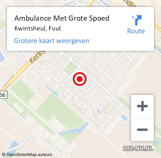 Locatie op kaart van de 112 melding: Ambulance Met Grote Spoed Naar Kwintsheul, Fuut op 2 maart 2024 11:29