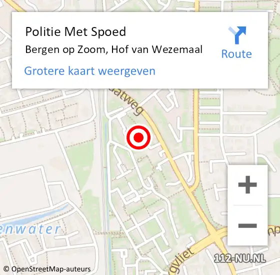 Locatie op kaart van de 112 melding: Politie Met Spoed Naar Bergen op Zoom, Hof van Wezemaal op 2 maart 2024 11:29