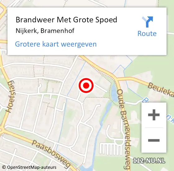 Locatie op kaart van de 112 melding: Brandweer Met Grote Spoed Naar Nijkerk, Bramenhof op 2 maart 2024 11:42