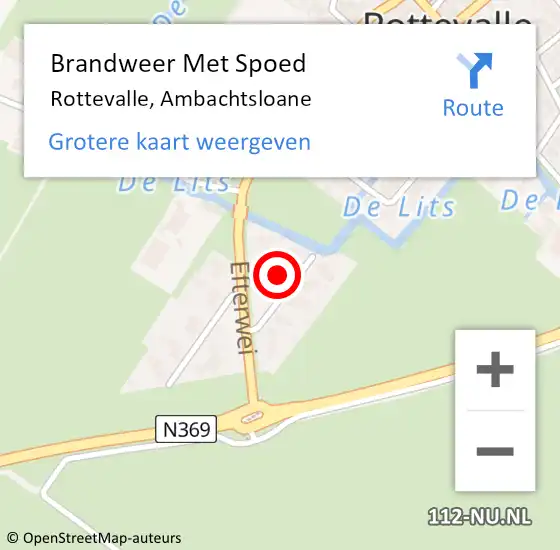 Locatie op kaart van de 112 melding: Brandweer Met Spoed Naar Rottevalle, Ambachtsloane op 2 maart 2024 11:45