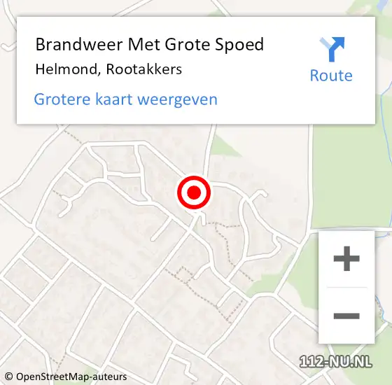 Locatie op kaart van de 112 melding: Brandweer Met Grote Spoed Naar Helmond, Rootakkers op 2 maart 2024 11:57