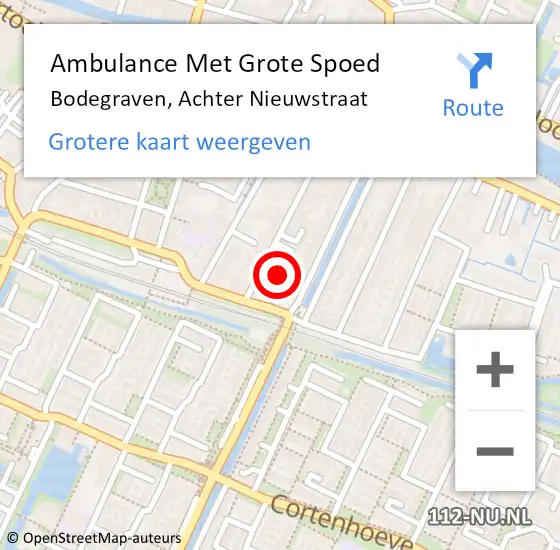 Locatie op kaart van de 112 melding: Ambulance Met Grote Spoed Naar Bodegraven, Achter Nieuwstraat op 2 maart 2024 12:15