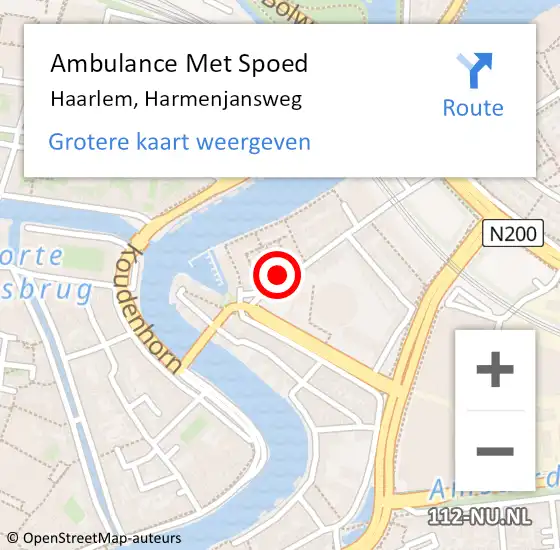 Locatie op kaart van de 112 melding: Ambulance Met Spoed Naar Haarlem, Harmenjansweg op 2 maart 2024 12:20