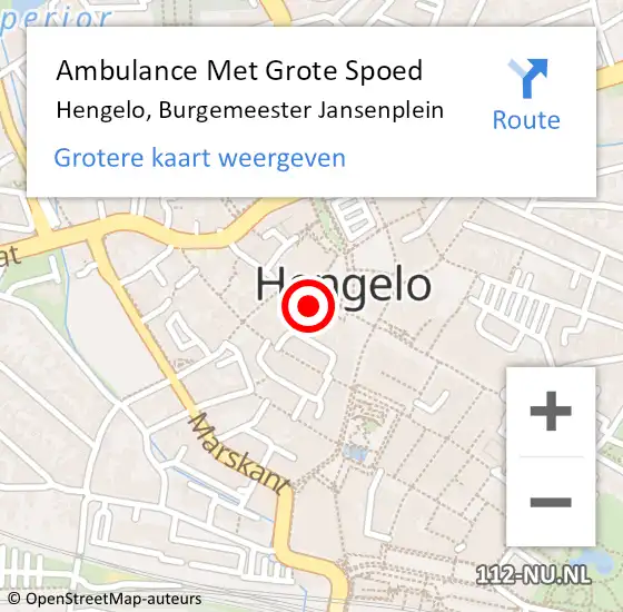 Locatie op kaart van de 112 melding: Ambulance Met Grote Spoed Naar Hengelo, Burgemeester Jansenplein op 2 maart 2024 12:26