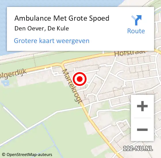 Locatie op kaart van de 112 melding: Ambulance Met Grote Spoed Naar Den Oever, De Kule op 2 maart 2024 12:44