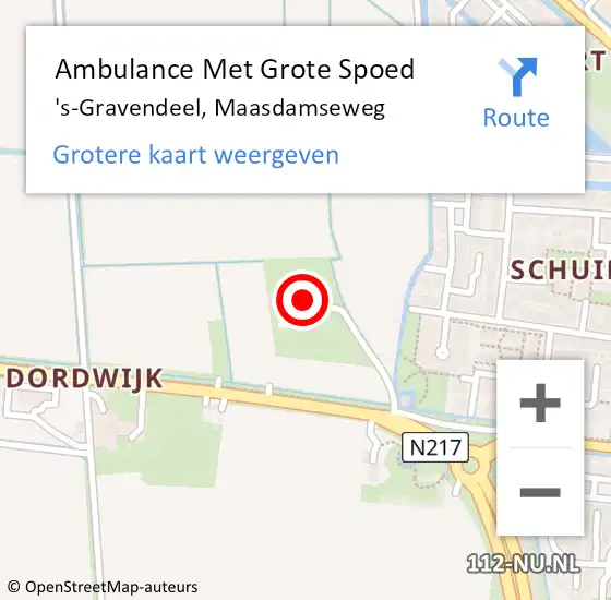 Locatie op kaart van de 112 melding: Ambulance Met Grote Spoed Naar 's-Gravendeel, Maasdamseweg op 2 maart 2024 12:55