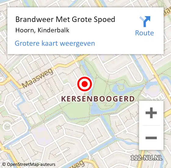 Locatie op kaart van de 112 melding: Brandweer Met Grote Spoed Naar Hoorn, Kinderbalk op 2 maart 2024 13:02