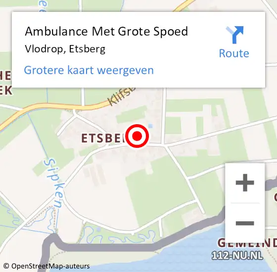 Locatie op kaart van de 112 melding: Ambulance Met Grote Spoed Naar Vlodrop, Etsberg op 2 maart 2024 13:22