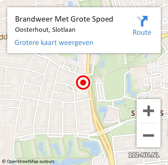 Locatie op kaart van de 112 melding: Brandweer Met Grote Spoed Naar Oosterhout, Slotlaan op 2 maart 2024 13:30