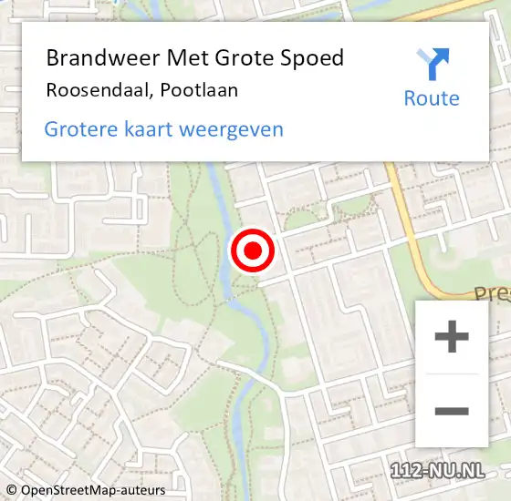 Locatie op kaart van de 112 melding: Brandweer Met Grote Spoed Naar Roosendaal, Pootlaan op 2 maart 2024 13:35