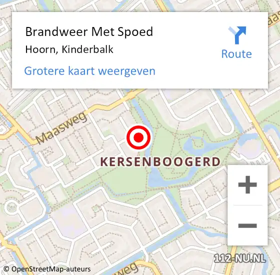 Locatie op kaart van de 112 melding: Brandweer Met Spoed Naar Hoorn, Kinderbalk op 2 maart 2024 13:37