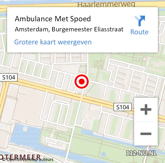 Locatie op kaart van de 112 melding: Ambulance Met Spoed Naar Amsterdam, Burgemeester Eliasstraat op 2 maart 2024 14:02