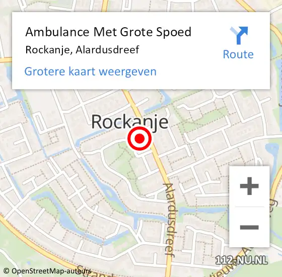 Locatie op kaart van de 112 melding: Ambulance Met Grote Spoed Naar Rockanje, Alardusdreef op 2 maart 2024 14:15