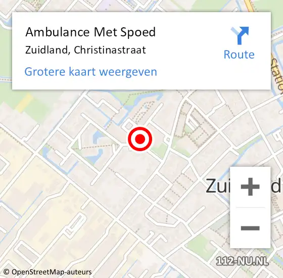 Locatie op kaart van de 112 melding: Ambulance Met Spoed Naar Zuidland, Christinastraat op 2 maart 2024 14:20