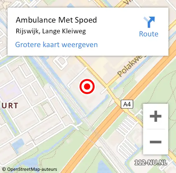 Locatie op kaart van de 112 melding: Ambulance Met Spoed Naar Rijswijk, Lange Kleiweg op 2 maart 2024 14:26