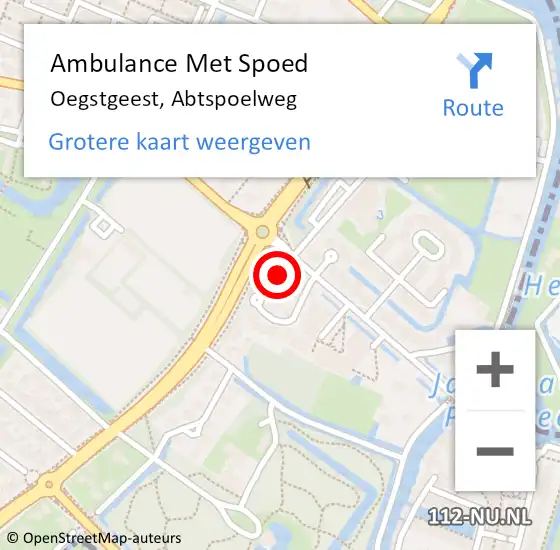 Locatie op kaart van de 112 melding: Ambulance Met Spoed Naar Oegstgeest, Abtspoelweg op 2 maart 2024 14:30