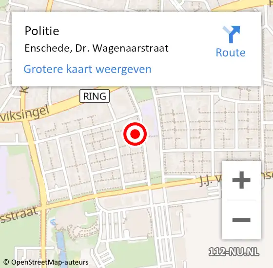 Locatie op kaart van de 112 melding: Politie Enschede, Dr. Wagenaarstraat op 2 maart 2024 14:53