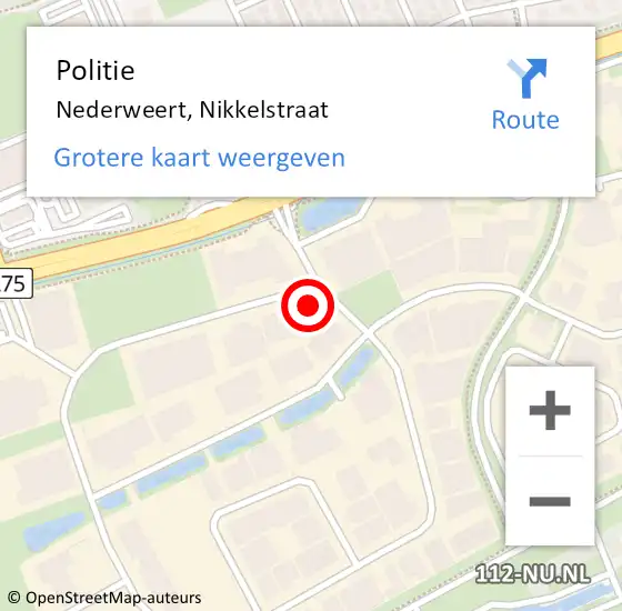 Locatie op kaart van de 112 melding: Politie Nederweert, Nikkelstraat op 2 maart 2024 15:10