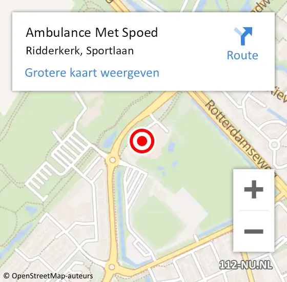 Locatie op kaart van de 112 melding: Ambulance Met Spoed Naar Ridderkerk, Sportlaan op 2 maart 2024 15:20