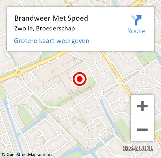 Locatie op kaart van de 112 melding: Brandweer Met Spoed Naar Zwolle, Broederschap op 2 maart 2024 15:34