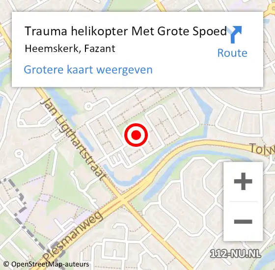 Locatie op kaart van de 112 melding: Trauma helikopter Met Grote Spoed Naar Heemskerk, Fazant op 2 maart 2024 15:35