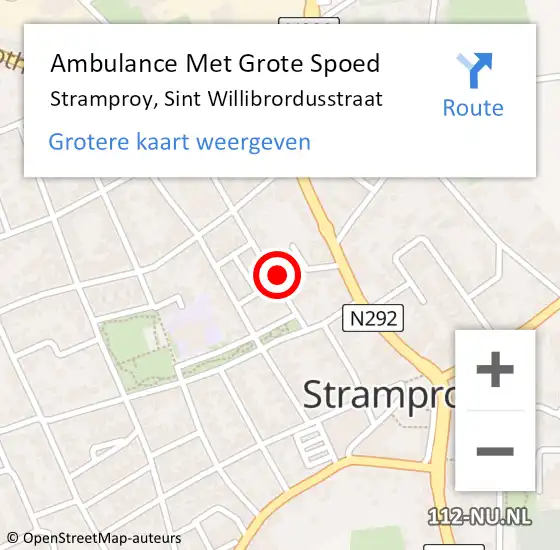 Locatie op kaart van de 112 melding: Ambulance Met Grote Spoed Naar Stramproy, Sint Willibrordusstraat op 2 maart 2024 15:37
