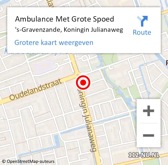 Locatie op kaart van de 112 melding: Ambulance Met Grote Spoed Naar 's-Gravenzande, Koningin Julianaweg op 2 maart 2024 15:46