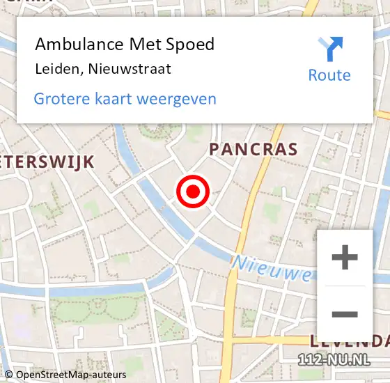 Locatie op kaart van de 112 melding: Ambulance Met Spoed Naar Leiden, Nieuwstraat op 2 maart 2024 15:51