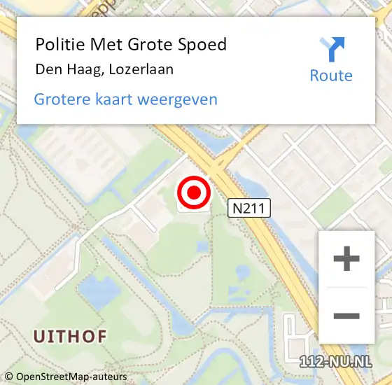 Locatie op kaart van de 112 melding: Politie Met Grote Spoed Naar Den Haag, Lozerlaan op 2 maart 2024 16:21