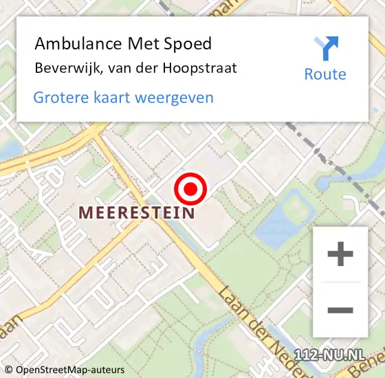 Locatie op kaart van de 112 melding: Ambulance Met Spoed Naar Beverwijk, van der Hoopstraat op 2 maart 2024 16:29