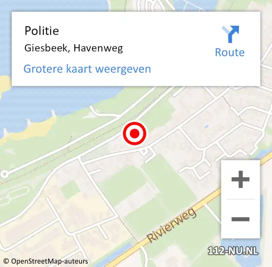 Locatie op kaart van de 112 melding: Politie Giesbeek, Havenweg op 2 maart 2024 16:31