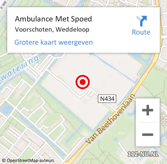 Locatie op kaart van de 112 melding: Ambulance Met Spoed Naar Voorschoten, Weddeloop op 2 maart 2024 17:13