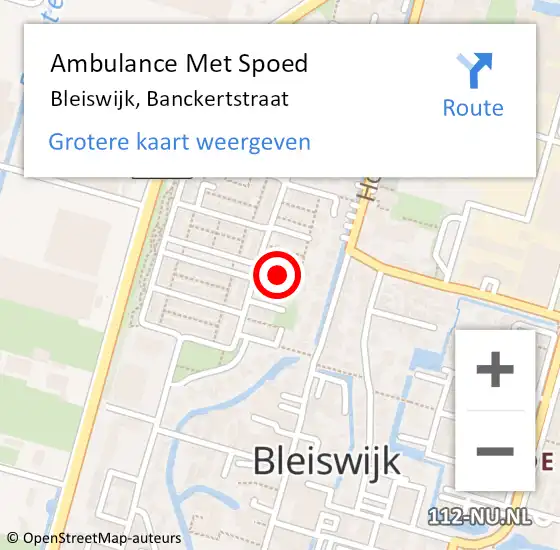 Locatie op kaart van de 112 melding: Ambulance Met Spoed Naar Bleiswijk, Banckertstraat op 2 maart 2024 17:57