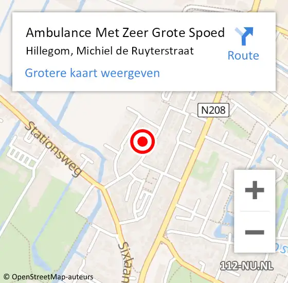 Locatie op kaart van de 112 melding: Ambulance Met Zeer Grote Spoed Naar Hillegom, Michiel de Ruyterstraat op 2 maart 2024 18:04