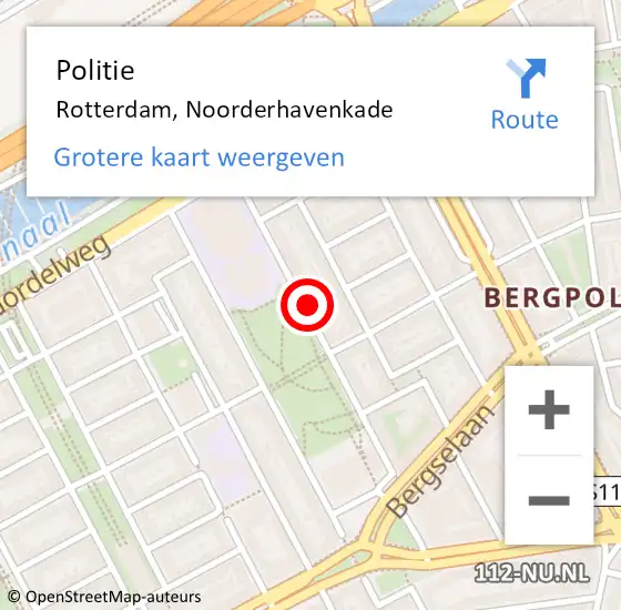 Locatie op kaart van de 112 melding: Politie Rotterdam, Noorderhavenkade op 2 maart 2024 18:05