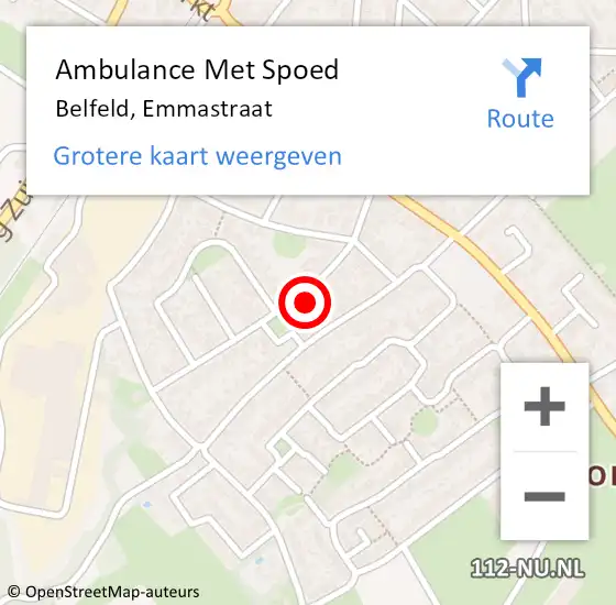 Locatie op kaart van de 112 melding: Ambulance Met Spoed Naar Belfeld, Emmastraat op 2 maart 2024 18:17