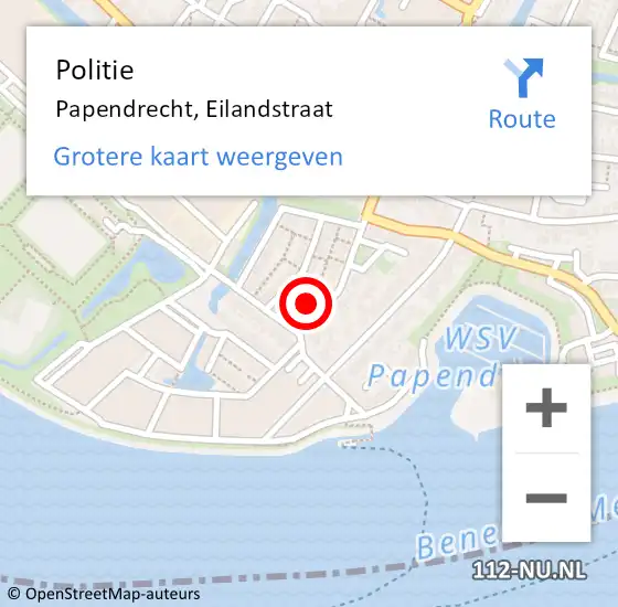 Locatie op kaart van de 112 melding: Politie Papendrecht, Eilandstraat op 2 maart 2024 18:26