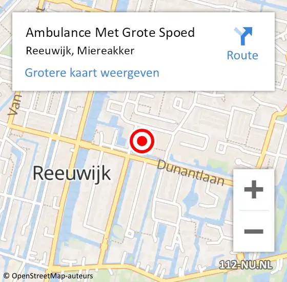 Locatie op kaart van de 112 melding: Ambulance Met Grote Spoed Naar Reeuwijk, Miereakker op 2 maart 2024 18:35