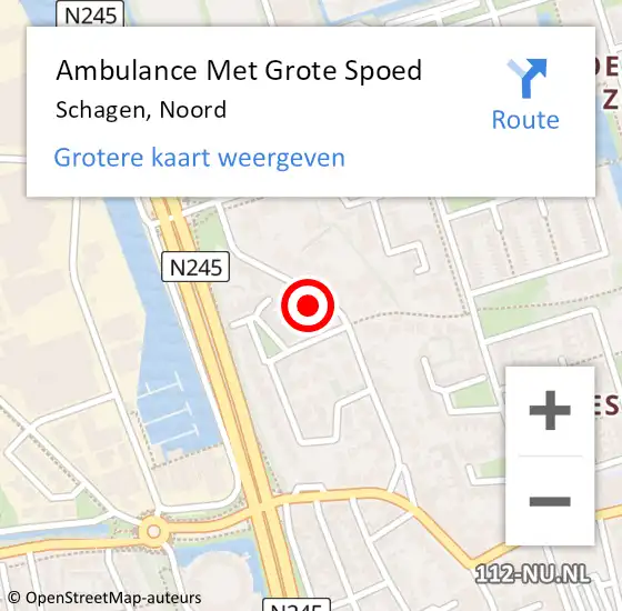 Locatie op kaart van de 112 melding: Ambulance Met Grote Spoed Naar Schagen, Noord op 2 maart 2024 18:35
