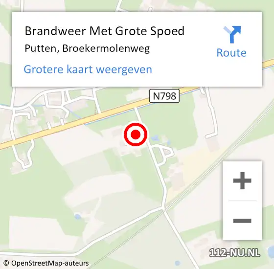Locatie op kaart van de 112 melding: Brandweer Met Grote Spoed Naar Putten, Broekermolenweg op 2 maart 2024 18:43