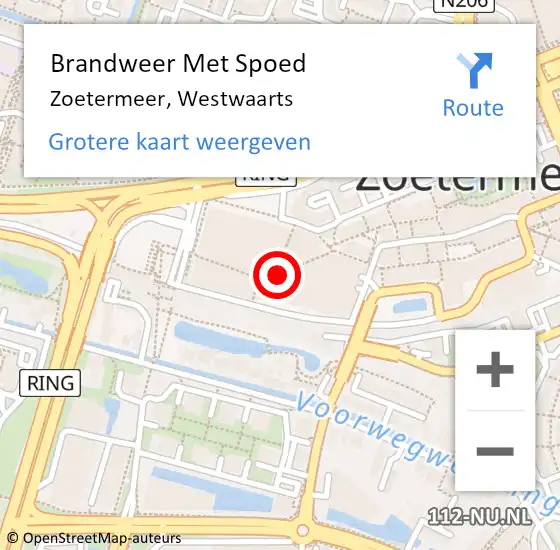 Locatie op kaart van de 112 melding: Brandweer Met Spoed Naar Zoetermeer, Westwaarts op 2 maart 2024 18:45