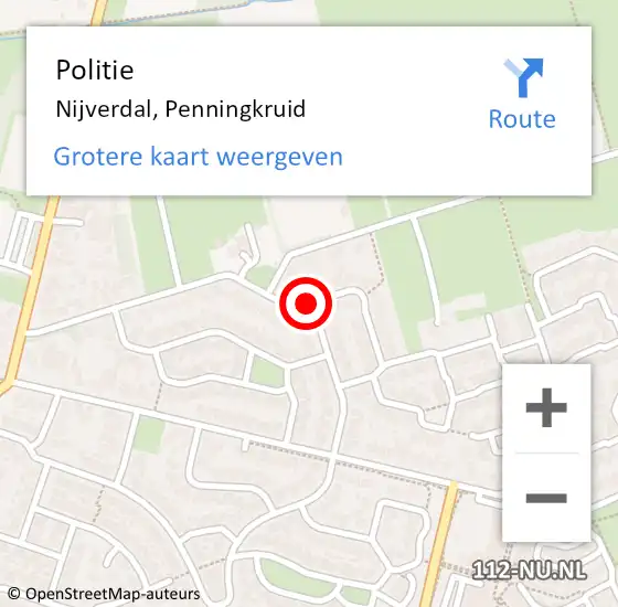 Locatie op kaart van de 112 melding: Politie Nijverdal, Penningkruid op 2 maart 2024 18:52