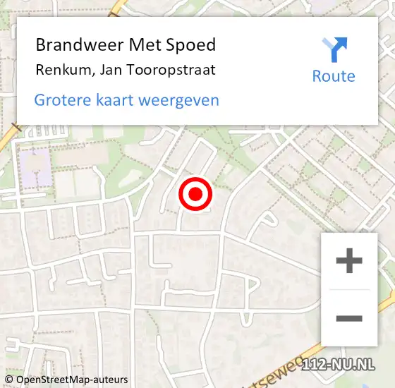 Locatie op kaart van de 112 melding: Brandweer Met Spoed Naar Renkum, Jan Tooropstraat op 2 maart 2024 19:14