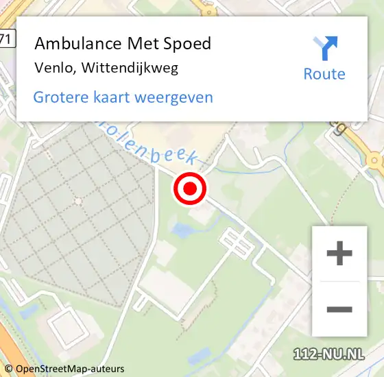 Locatie op kaart van de 112 melding: Ambulance Met Spoed Naar Venlo, Wittendijkweg op 27 september 2014 19:29