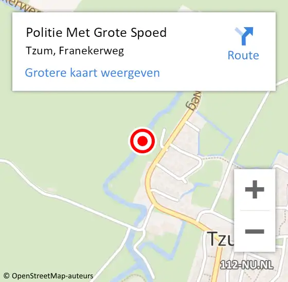 Locatie op kaart van de 112 melding: Politie Met Grote Spoed Naar Tzum, Franekerweg op 2 maart 2024 19:22
