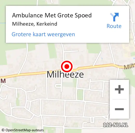 Locatie op kaart van de 112 melding: Ambulance Met Grote Spoed Naar Milheeze, Kerkeind op 27 september 2014 19:37