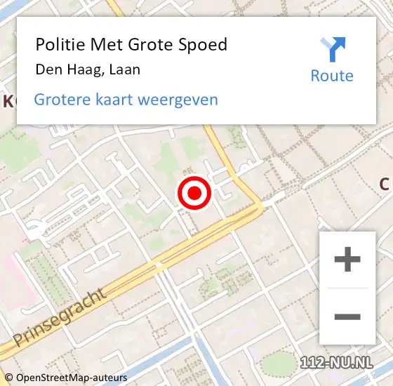 Locatie op kaart van de 112 melding: Politie Met Grote Spoed Naar Den Haag, Laan op 2 maart 2024 19:55